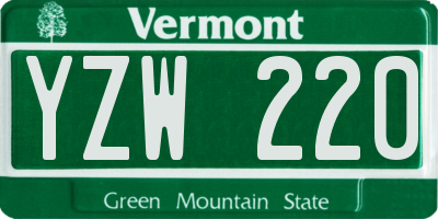 VT license plate YZW220