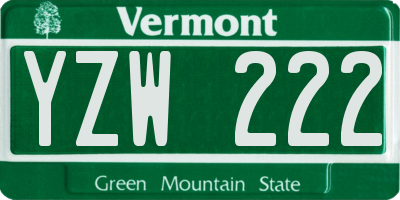 VT license plate YZW222