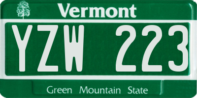 VT license plate YZW223