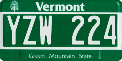 VT license plate YZW224