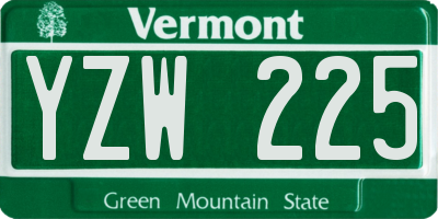 VT license plate YZW225