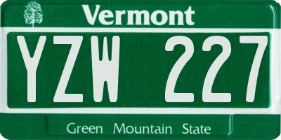 VT license plate YZW227