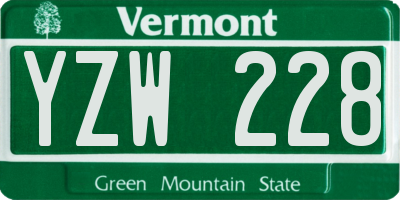 VT license plate YZW228
