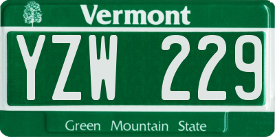 VT license plate YZW229