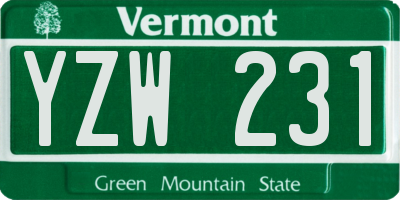 VT license plate YZW231