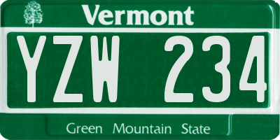 VT license plate YZW234