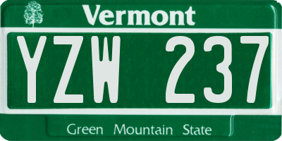 VT license plate YZW237