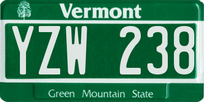 VT license plate YZW238