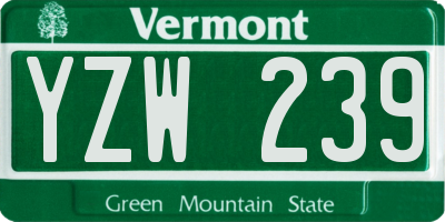 VT license plate YZW239