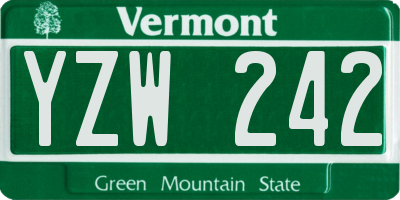 VT license plate YZW242