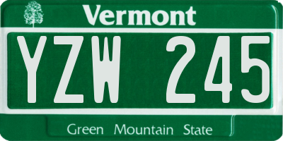 VT license plate YZW245