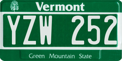 VT license plate YZW252