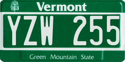 VT license plate YZW255