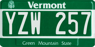 VT license plate YZW257