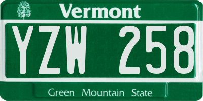 VT license plate YZW258