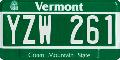 VT license plate YZW261
