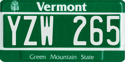 VT license plate YZW265