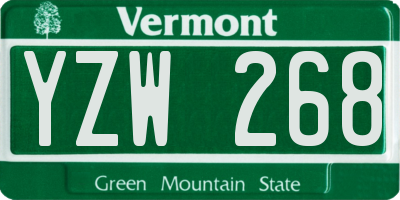 VT license plate YZW268
