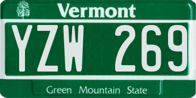 VT license plate YZW269