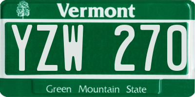 VT license plate YZW270