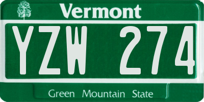 VT license plate YZW274
