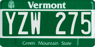 VT license plate YZW275