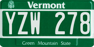 VT license plate YZW278