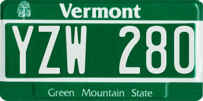 VT license plate YZW280