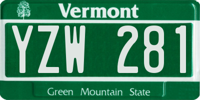 VT license plate YZW281