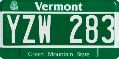 VT license plate YZW283