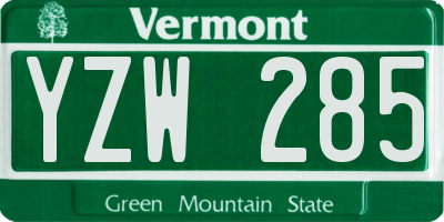 VT license plate YZW285