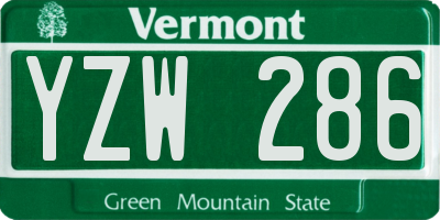 VT license plate YZW286