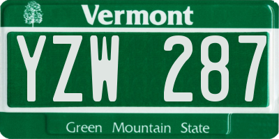 VT license plate YZW287