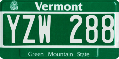 VT license plate YZW288