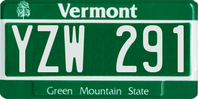 VT license plate YZW291