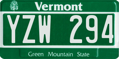 VT license plate YZW294