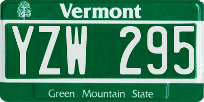 VT license plate YZW295