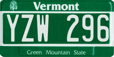 VT license plate YZW296