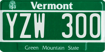 VT license plate YZW300