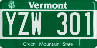 VT license plate YZW301