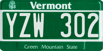 VT license plate YZW302