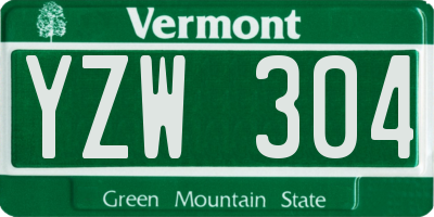 VT license plate YZW304
