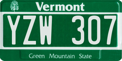 VT license plate YZW307