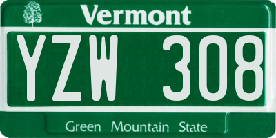 VT license plate YZW308