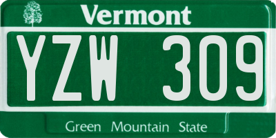 VT license plate YZW309