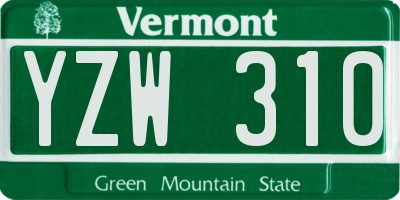 VT license plate YZW310
