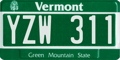 VT license plate YZW311