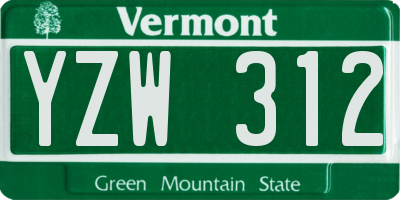 VT license plate YZW312