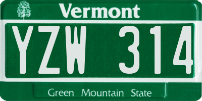 VT license plate YZW314