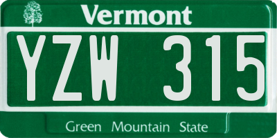 VT license plate YZW315